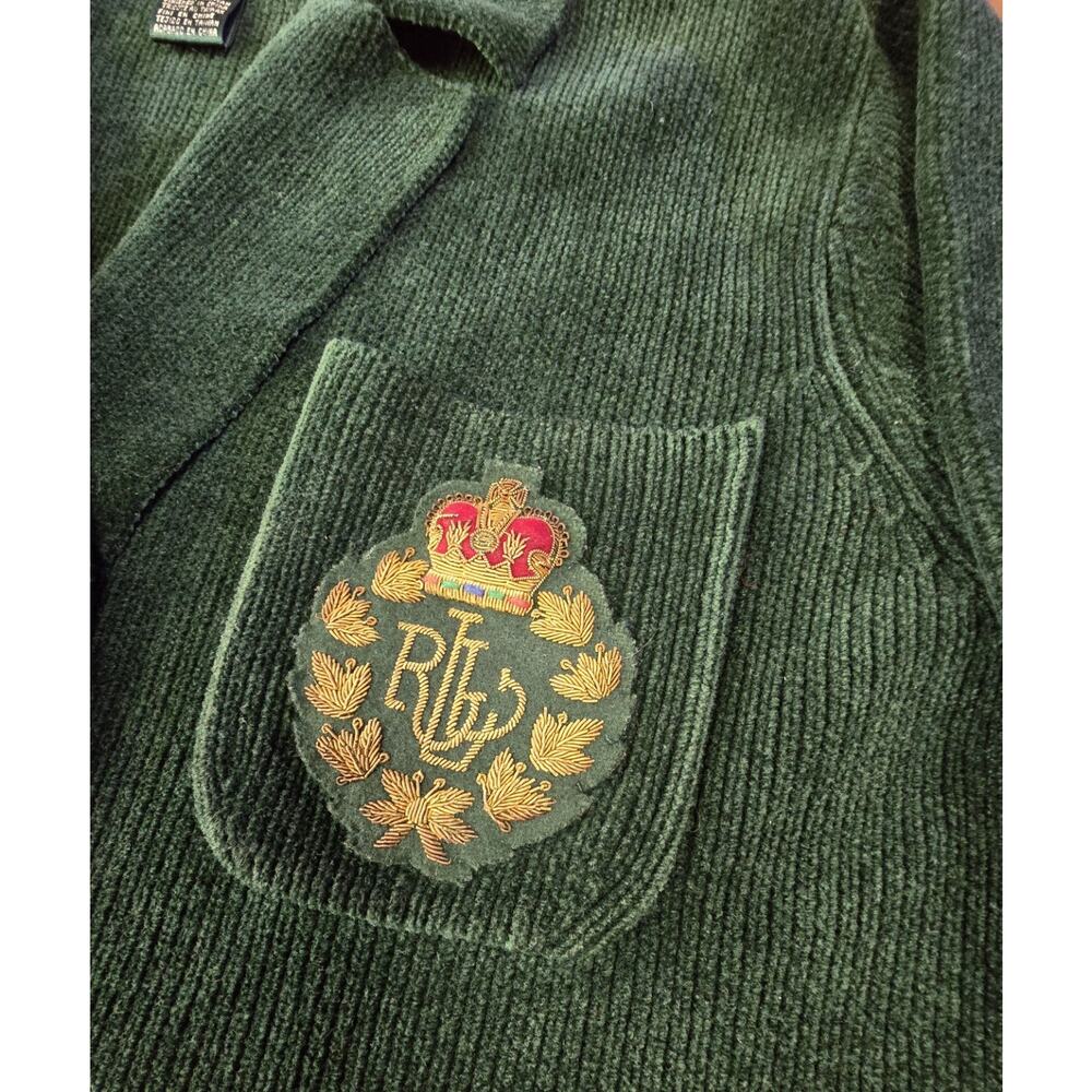 VTG Ralph Lauren Chenille Knit Blazer Sweater Medium Dark Academia Old Money - Picture 2 of 6